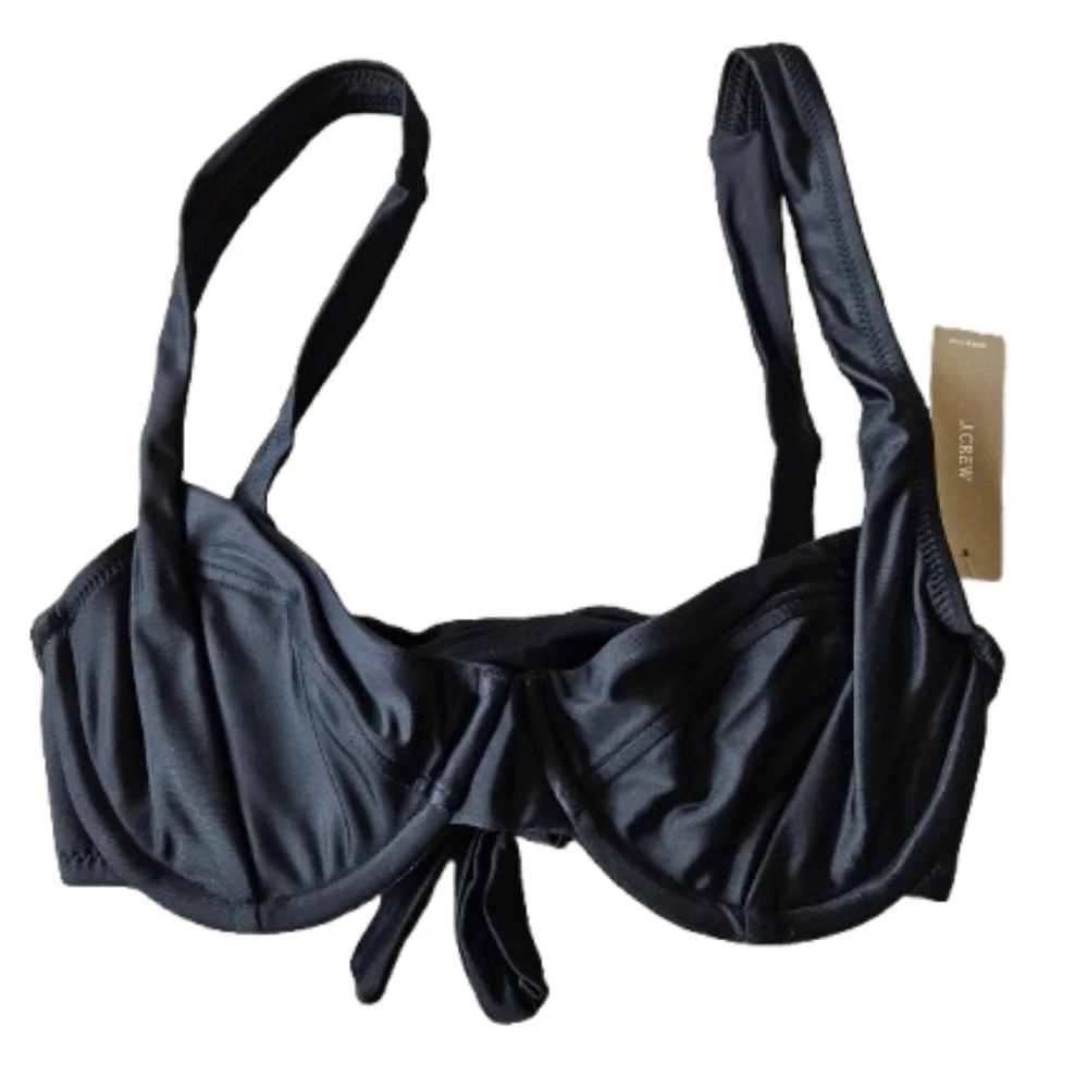 J.Crew crisscross straps underwire bikini top, 32D, black